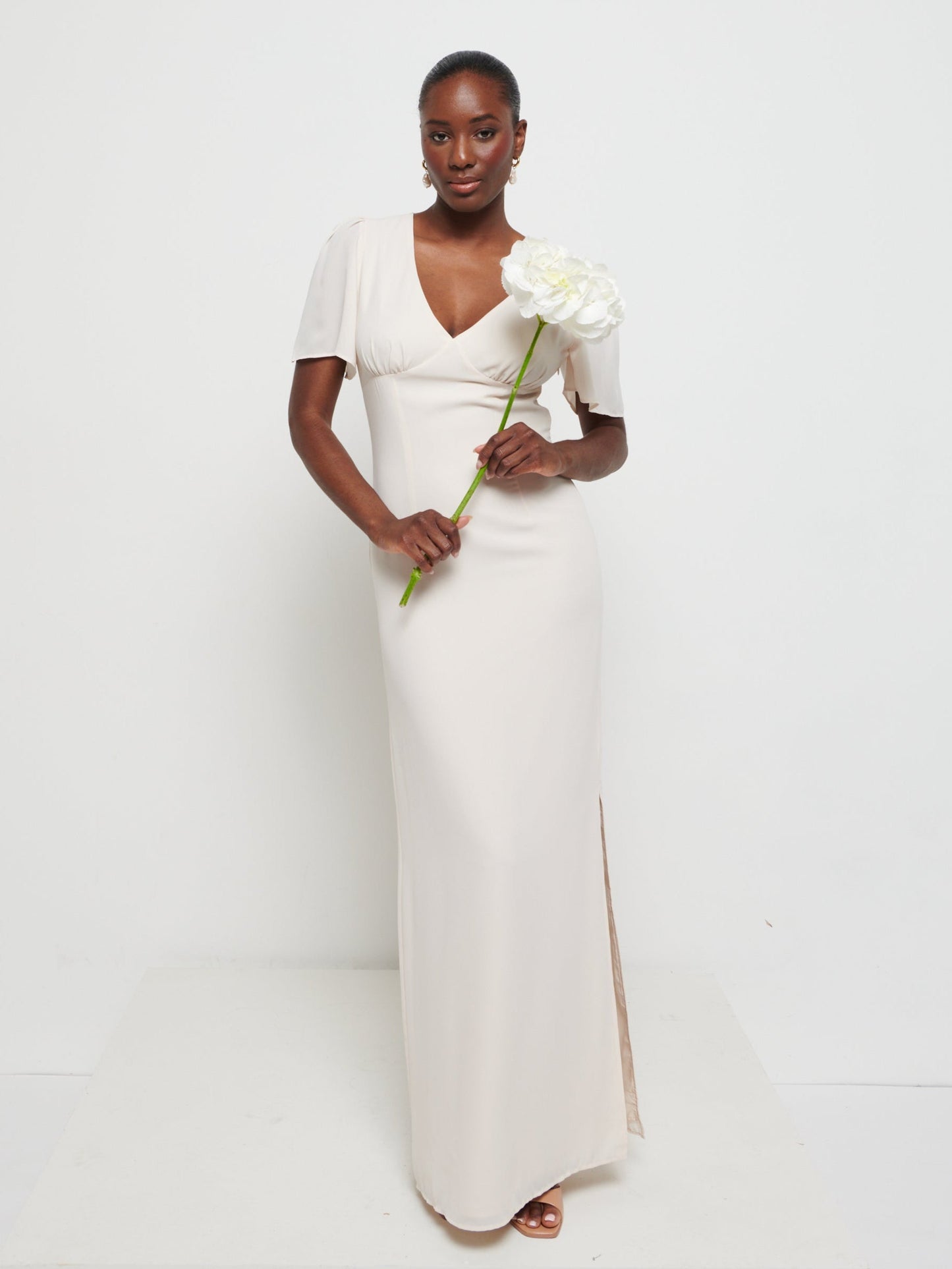 Edie Chiffon Maxi Bridesmaids Dress - Champagne