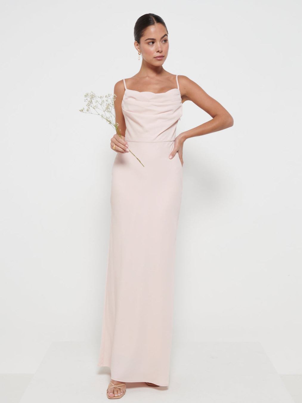 Keisha Cowl Neck Maxi Bridesmaid Dress - Blush
