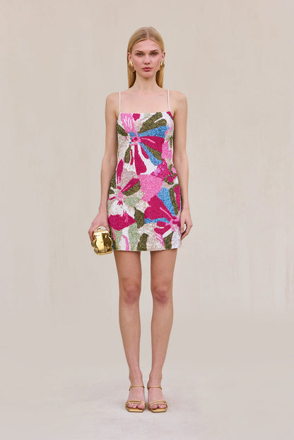 BEBE DRESS - FLORAL ROSETTE