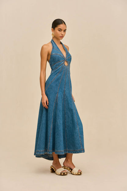 ROWYN DRESS - MEDIUM WASH BLUE