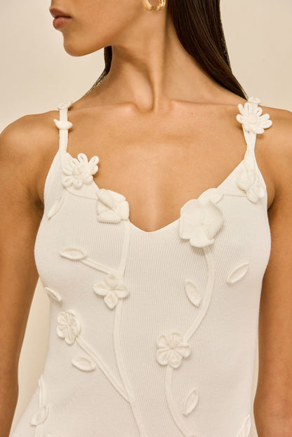 FLORA KNIT DRESS - OFF WHITE