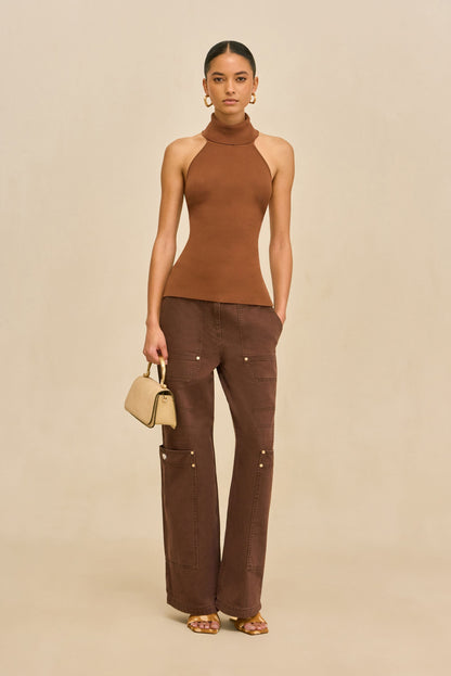 WAKE KNIT TOP - SADDLE
