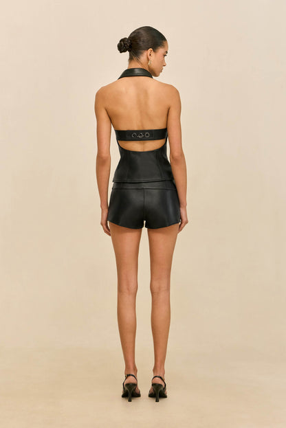 JILL TOP - BLACK LEATHER