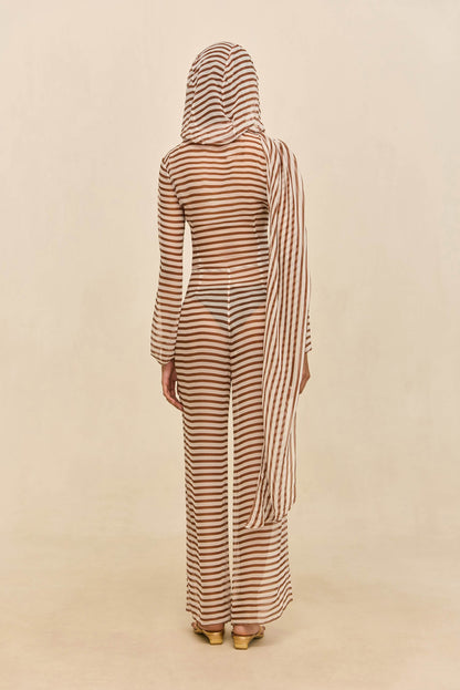 LAKELYN COVERUP JUMPSUIT - SMALL SADDLE STRIPE
