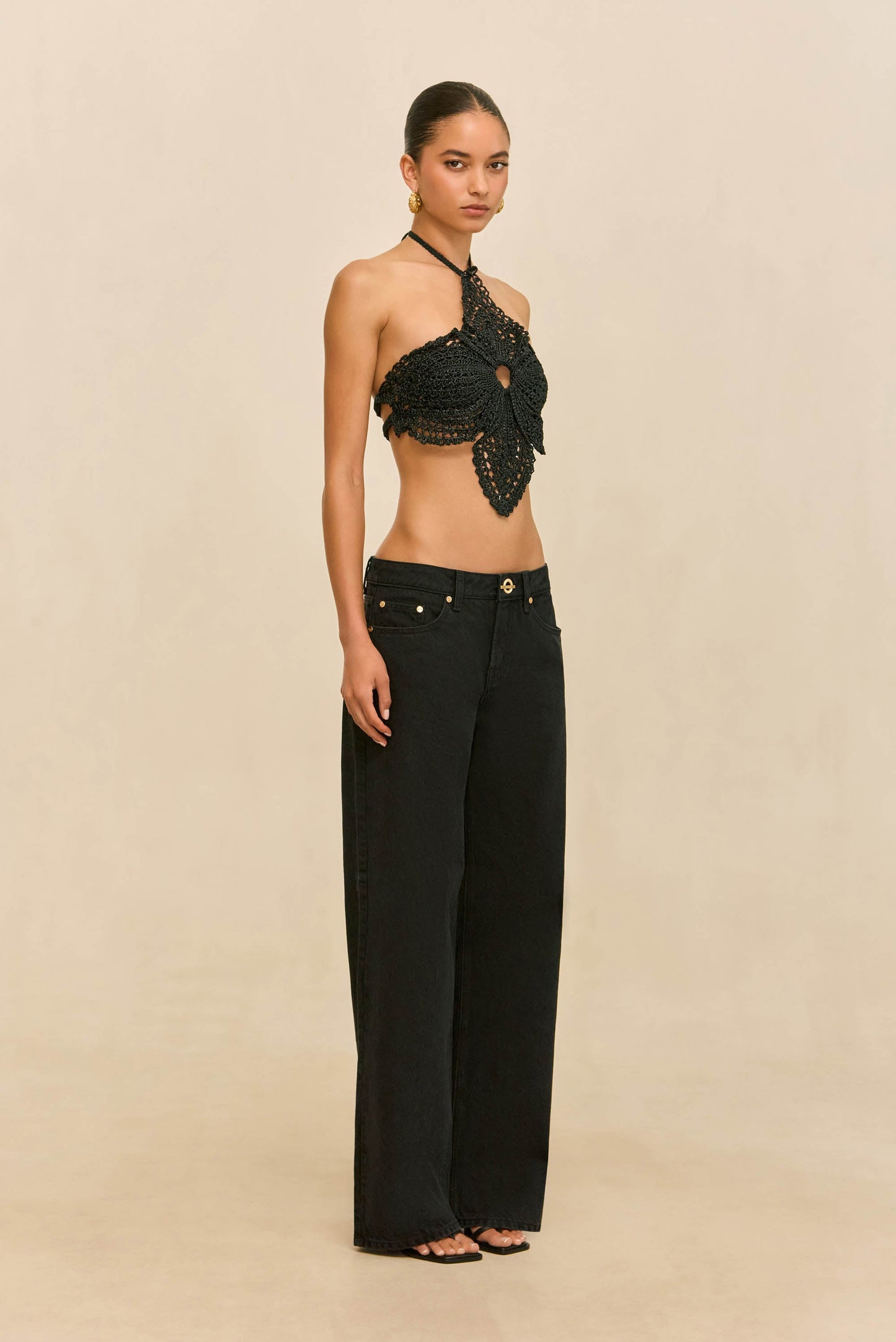 DARLENA CROCHET TOP - BLACK