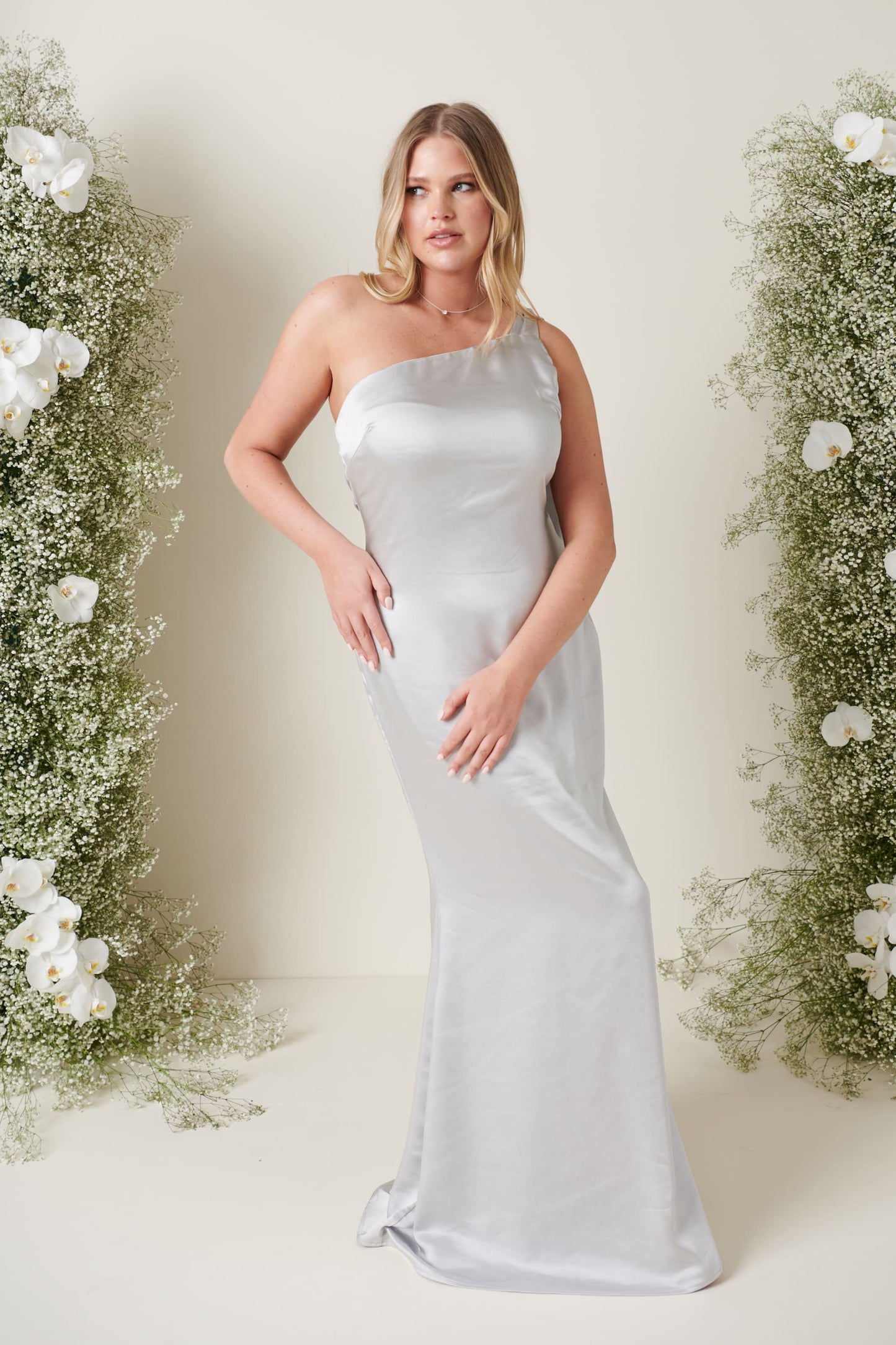 Amelia Tie Maxi Bridesmaid Dress - Matte Silver