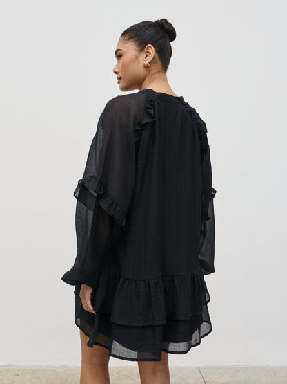 Betsy Long Sleeve Mini Dress - Black