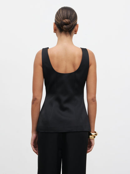 Breya Satin Waistcoat - Black