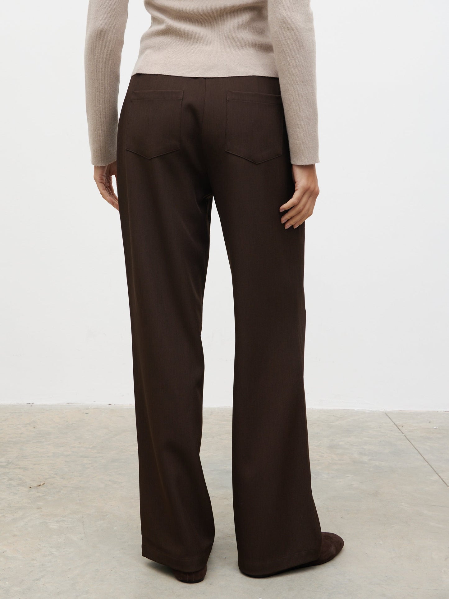 Colson Tailored Wide Leg Trousers - Chocolate