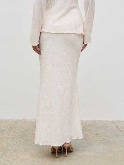 Evalina Crinkle Maxi Skirt - Cream