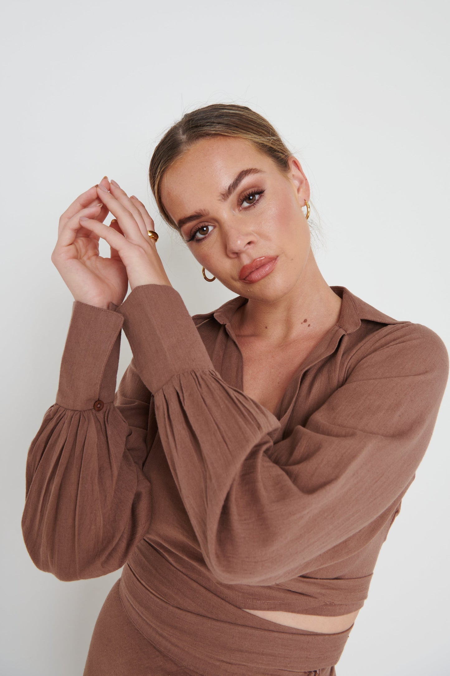 Harrie Tie Blouse - Brown
