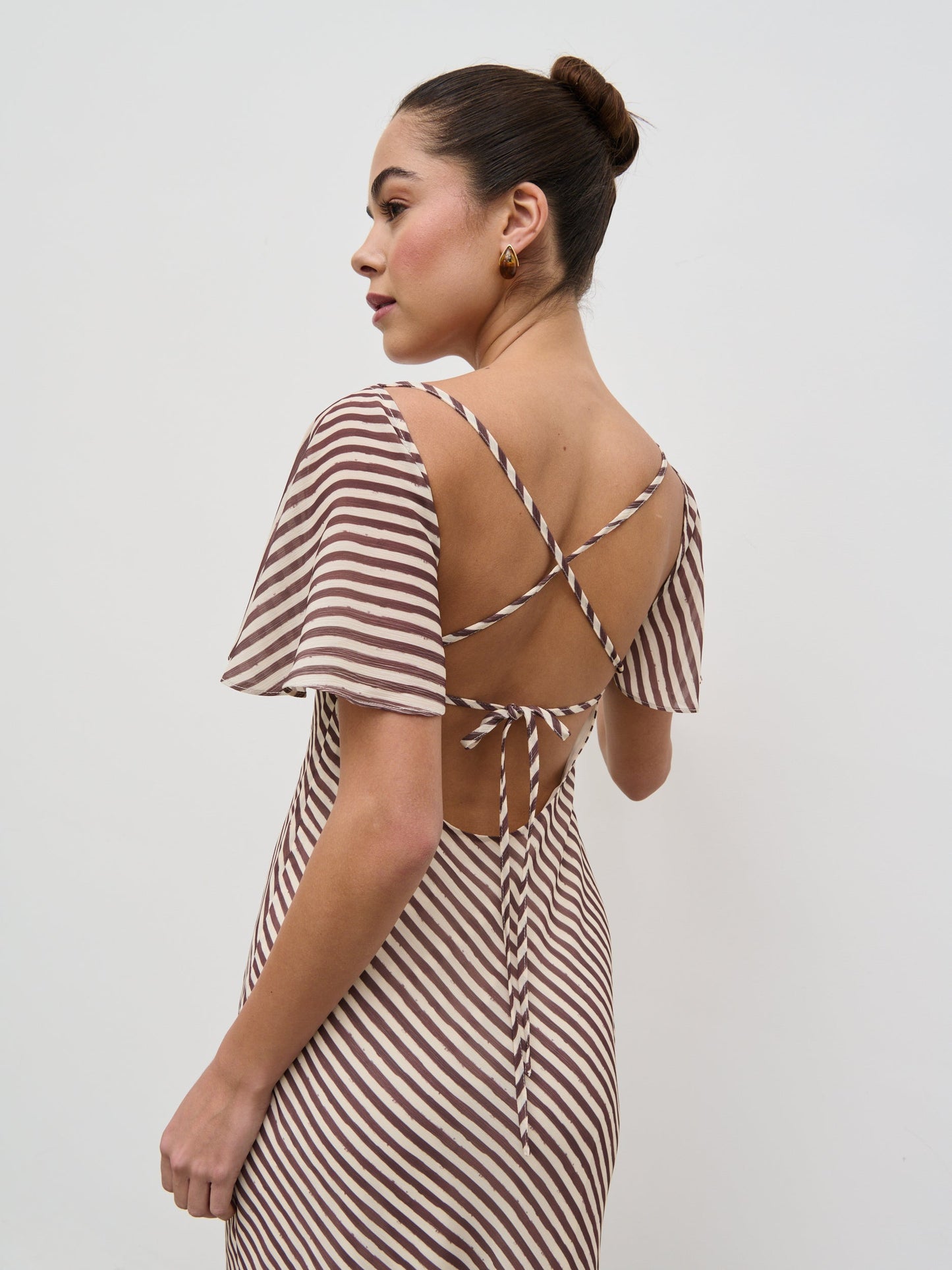 Jules Maxi Dress - Brown and Cream Stripe