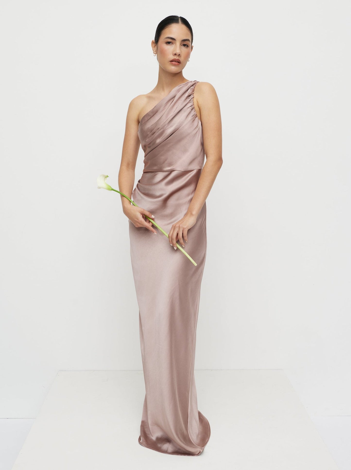 Juliet Ruched Satin Maxi Dress - Amethyst