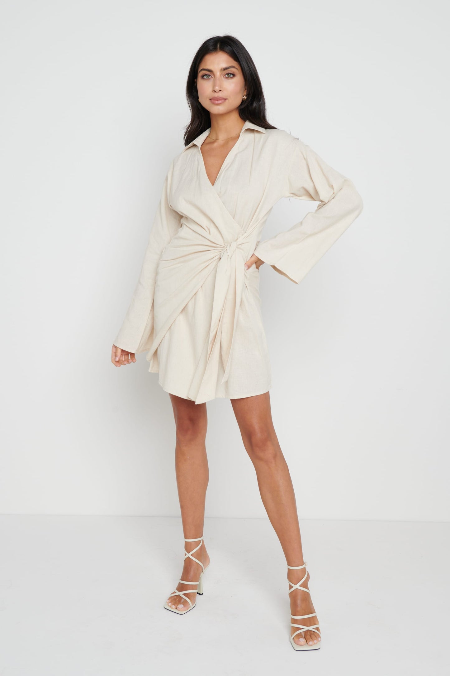 Louis Tie Mini Dress - Sand