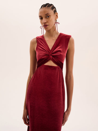 Marin Velvet Dress in Red