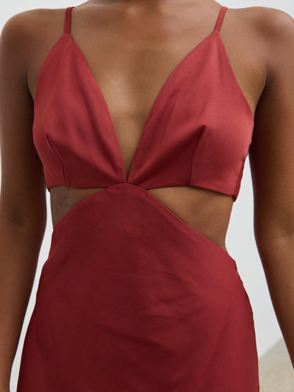 Nellie Cut Out Maxi Dress - Rust