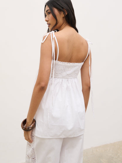 Rae Crochet Detail Cami Top - White