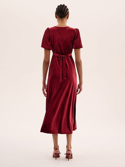 Rosie Velvet Dress in Red