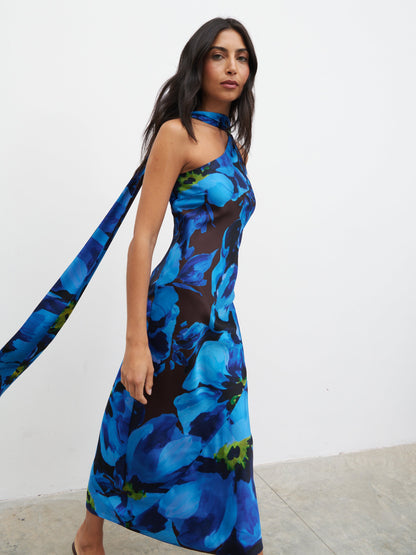 Sheree Printed Midaxi Dress - Colbalt Blue Floral