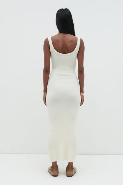 Sian Scoop Neck Knit Midaxi Dress - Cream