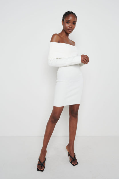 Soreya Mini Bardot Knit Dress - Cream