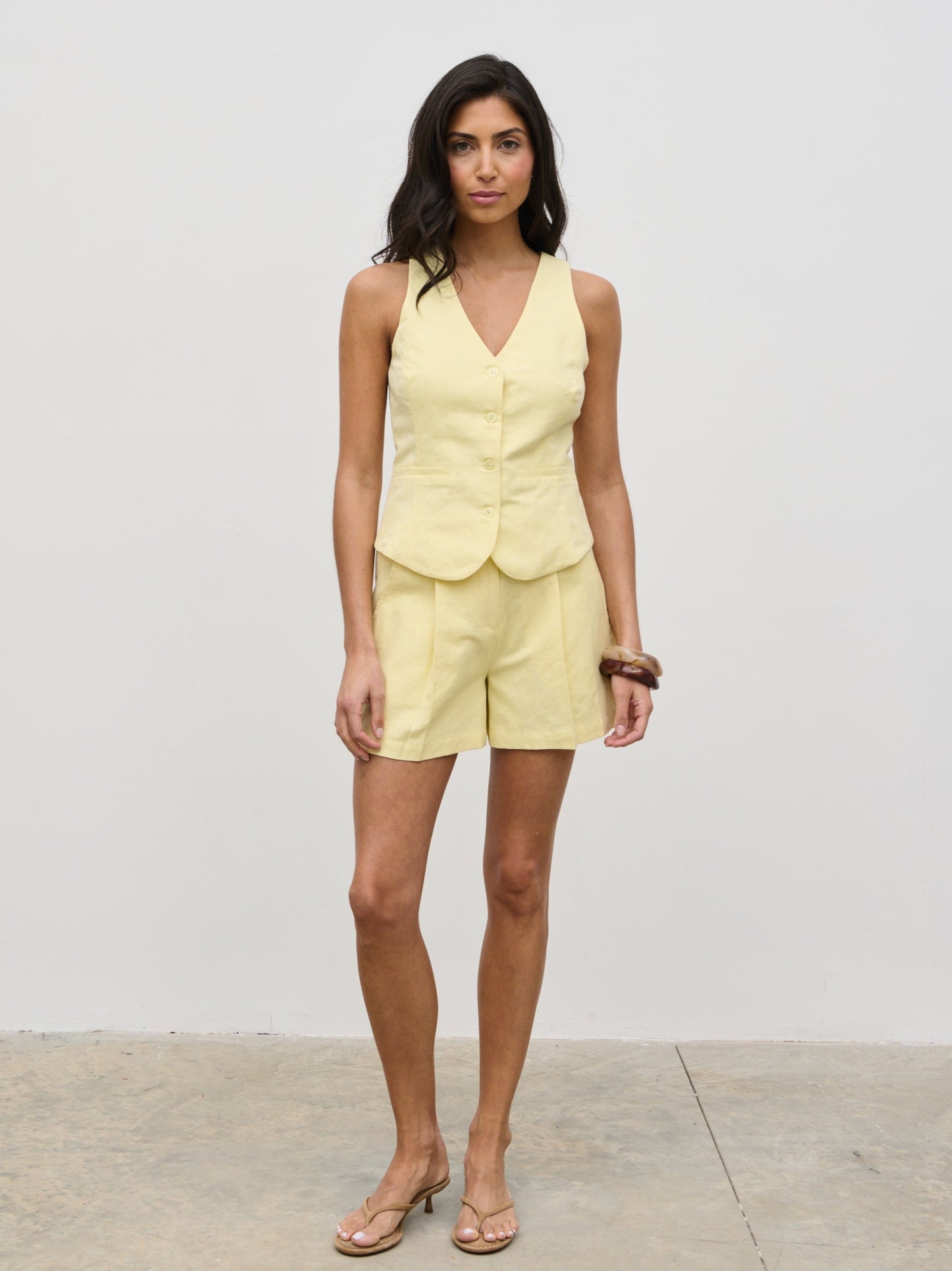 Thali Linen Shorts - Lemon