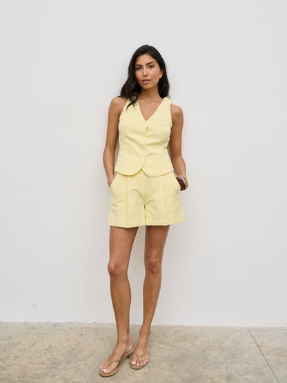 Thali Racer Neck Waistcoat - Lemon