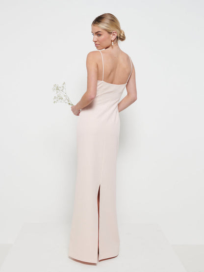 Tillie V-Neck Maxi Bridesmaid Dress - Blush