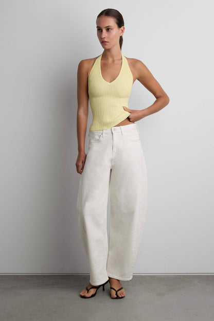 RIBBED KNIT HALTER TANK TOP