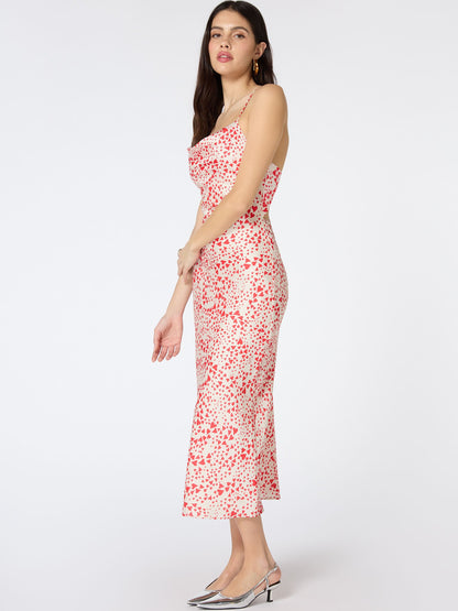 Riviera Midi Dress in Heart Print